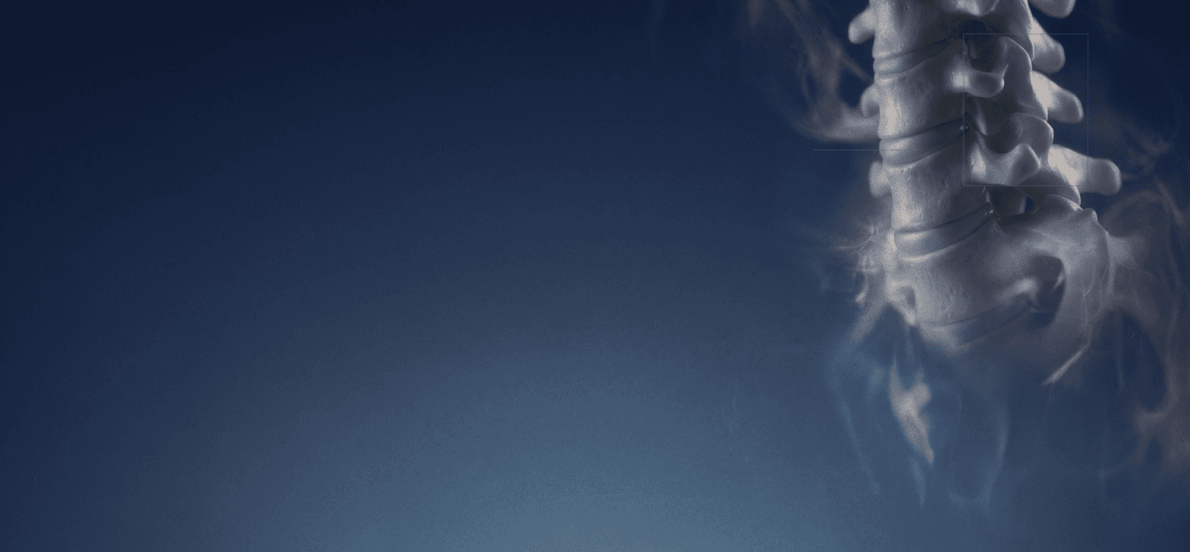 Cervical spine x-ray in a dark blue gradient