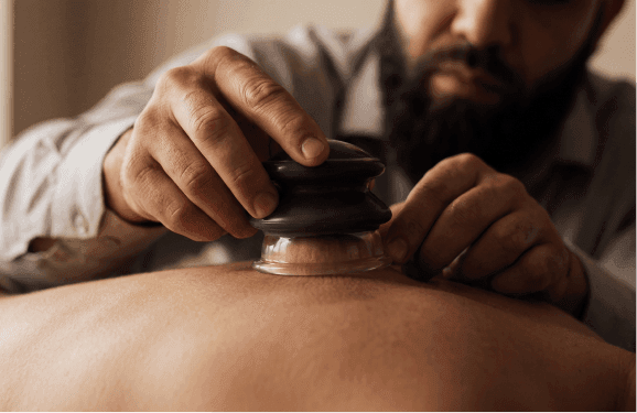 Sessão de terapia de ventosas