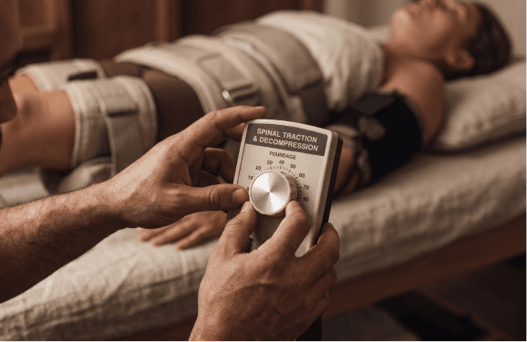 Spinal traction and decompression therapy