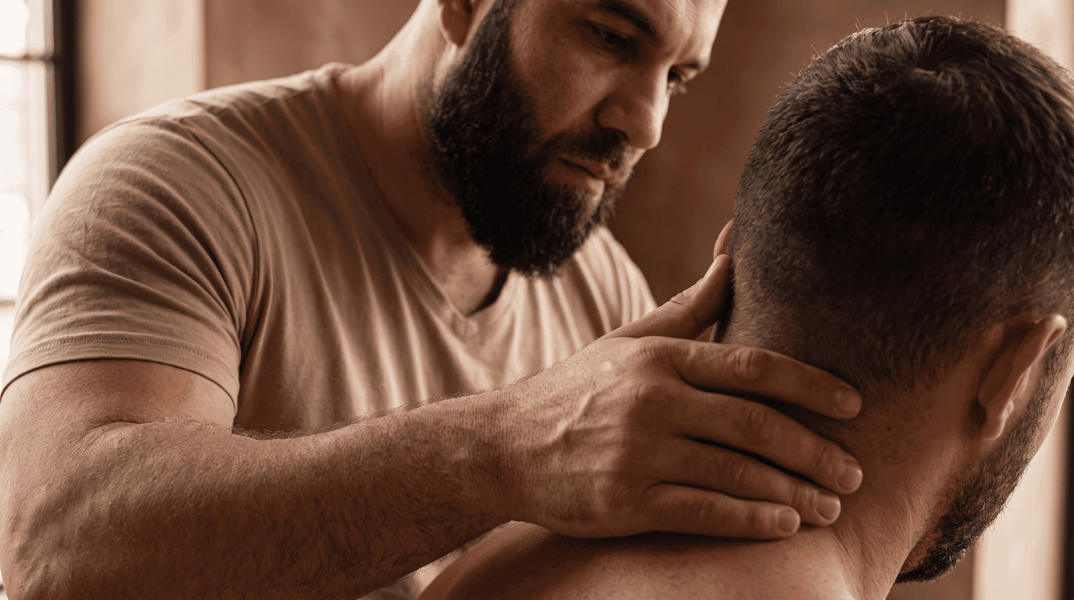 Dr. Abe tratando um paciente com torcicolo cervical