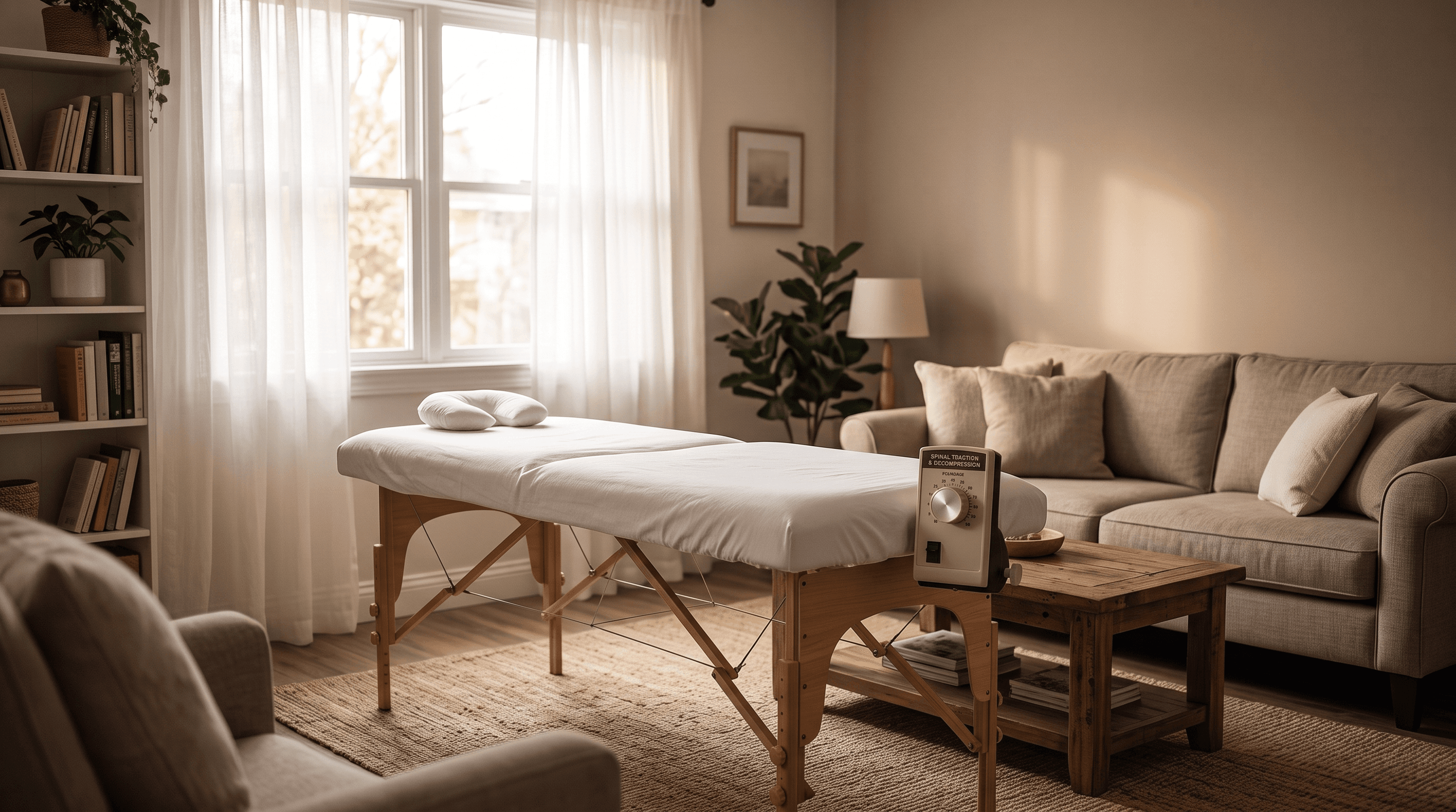 Dr. Abe Nasser setting up a treatment table in a patient's living room