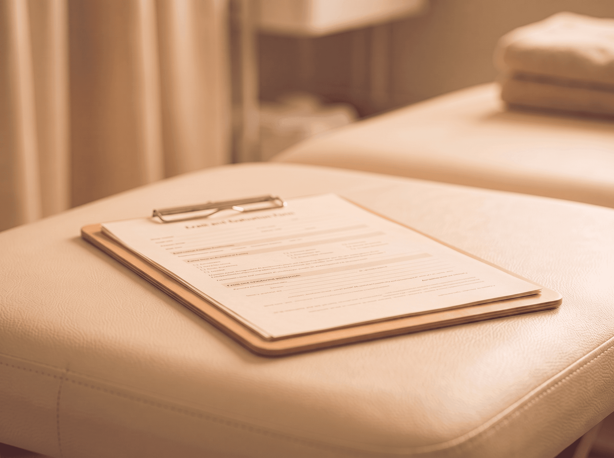 Clipboard with an evaluation form