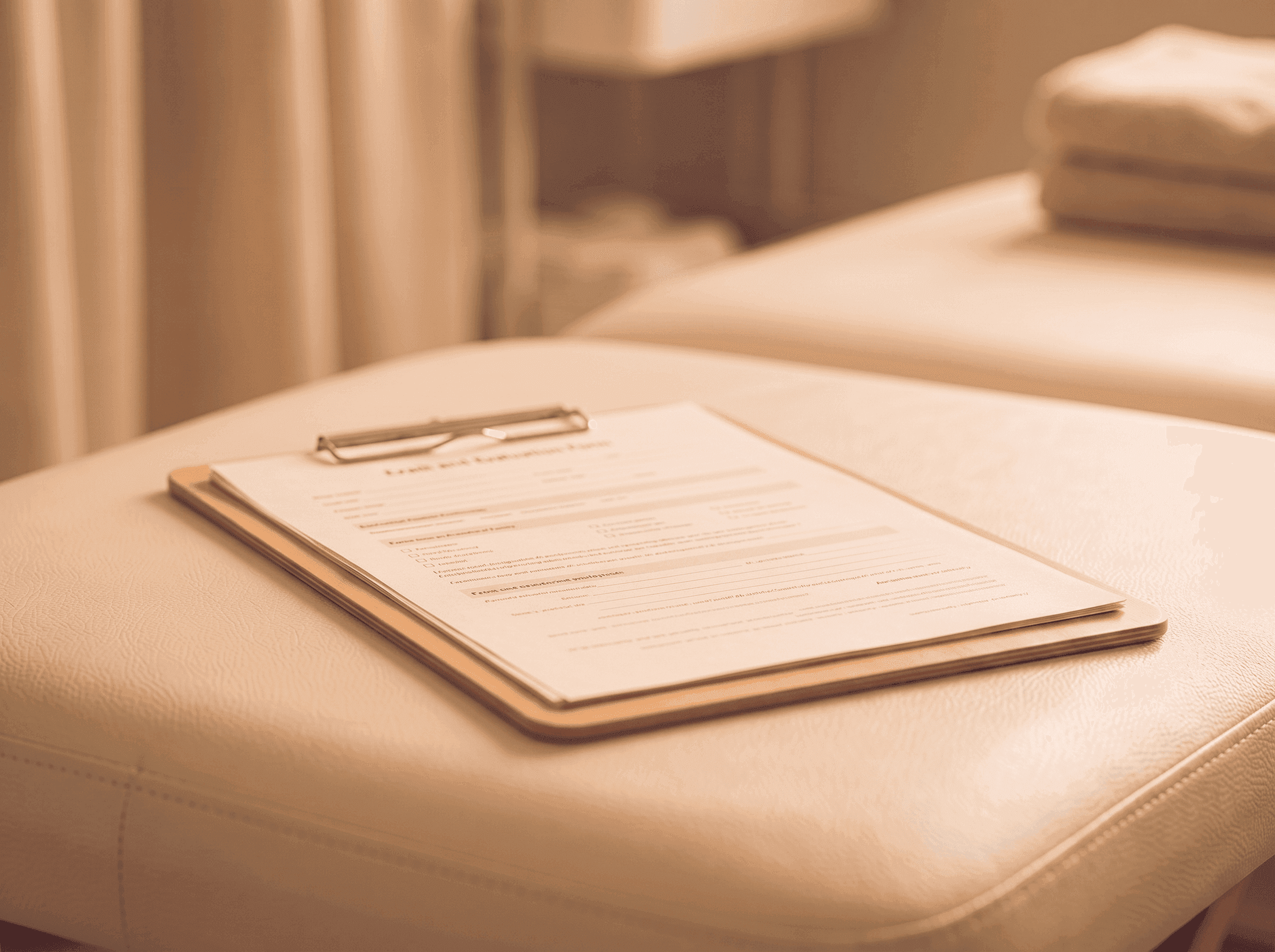Clipboard with an evaluation form